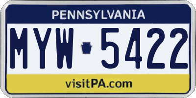 PA license plate MYW5422