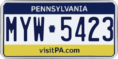 PA license plate MYW5423