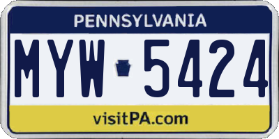 PA license plate MYW5424