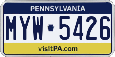 PA license plate MYW5426