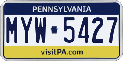 PA license plate MYW5427