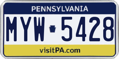 PA license plate MYW5428