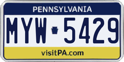 PA license plate MYW5429