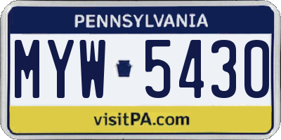 PA license plate MYW5430