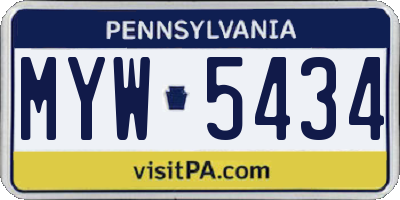 PA license plate MYW5434