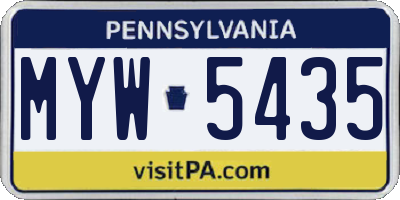 PA license plate MYW5435