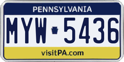 PA license plate MYW5436