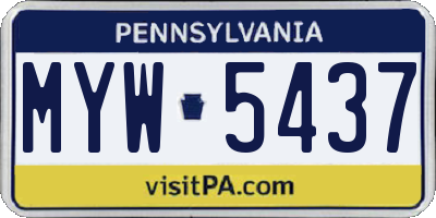 PA license plate MYW5437