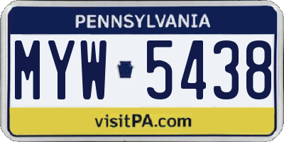 PA license plate MYW5438