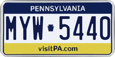 PA license plate MYW5440