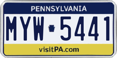 PA license plate MYW5441