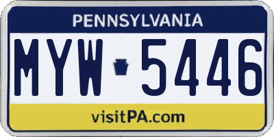 PA license plate MYW5446