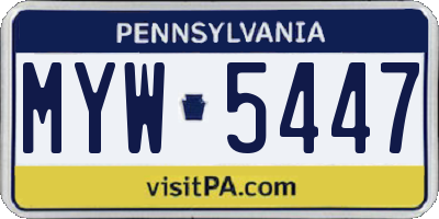 PA license plate MYW5447