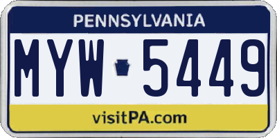 PA license plate MYW5449