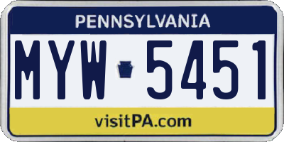 PA license plate MYW5451