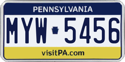 PA license plate MYW5456