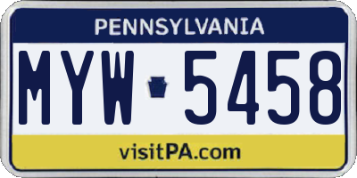 PA license plate MYW5458