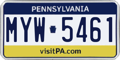 PA license plate MYW5461