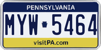PA license plate MYW5464