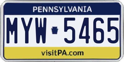 PA license plate MYW5465