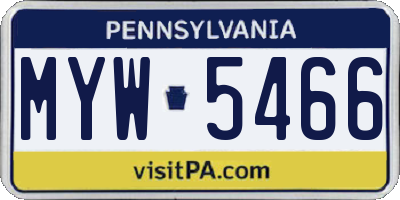 PA license plate MYW5466