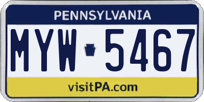 PA license plate MYW5467