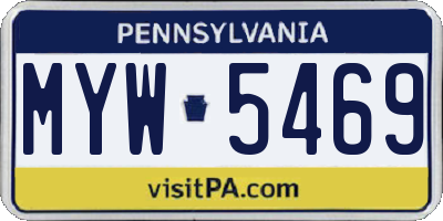 PA license plate MYW5469