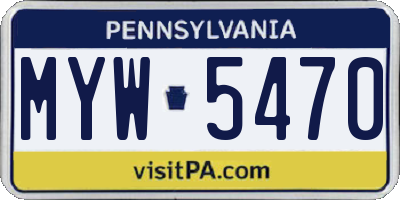 PA license plate MYW5470