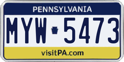 PA license plate MYW5473