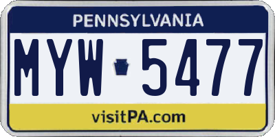 PA license plate MYW5477