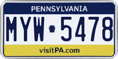 PA license plate MYW5478