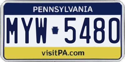 PA license plate MYW5480