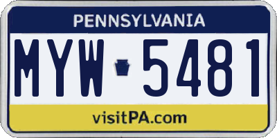PA license plate MYW5481
