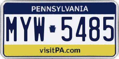PA license plate MYW5485
