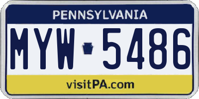 PA license plate MYW5486