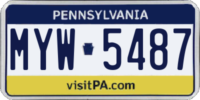 PA license plate MYW5487