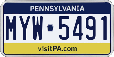 PA license plate MYW5491