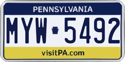 PA license plate MYW5492