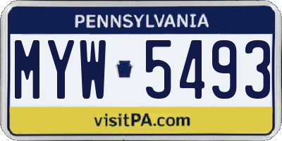 PA license plate MYW5493