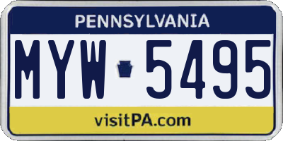 PA license plate MYW5495
