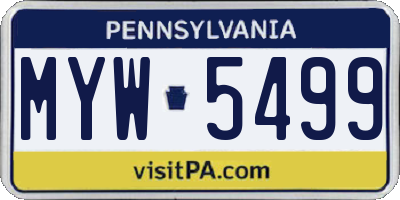 PA license plate MYW5499