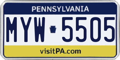 PA license plate MYW5505