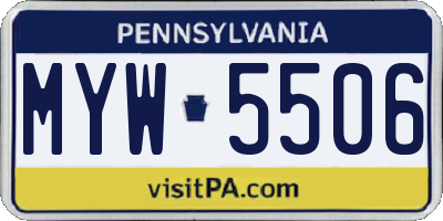 PA license plate MYW5506