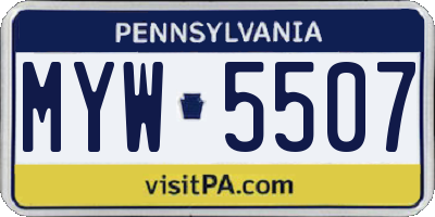 PA license plate MYW5507