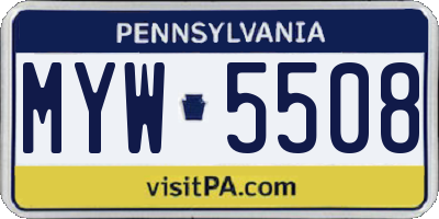 PA license plate MYW5508