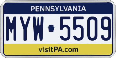 PA license plate MYW5509