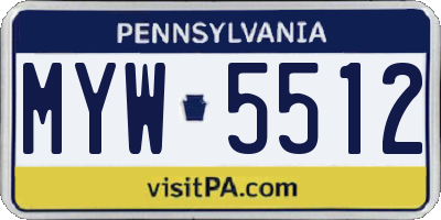 PA license plate MYW5512