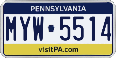 PA license plate MYW5514