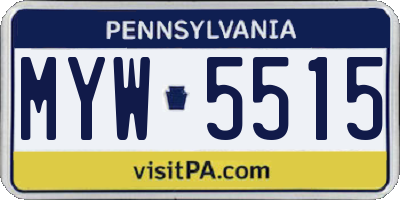 PA license plate MYW5515