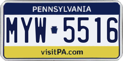 PA license plate MYW5516